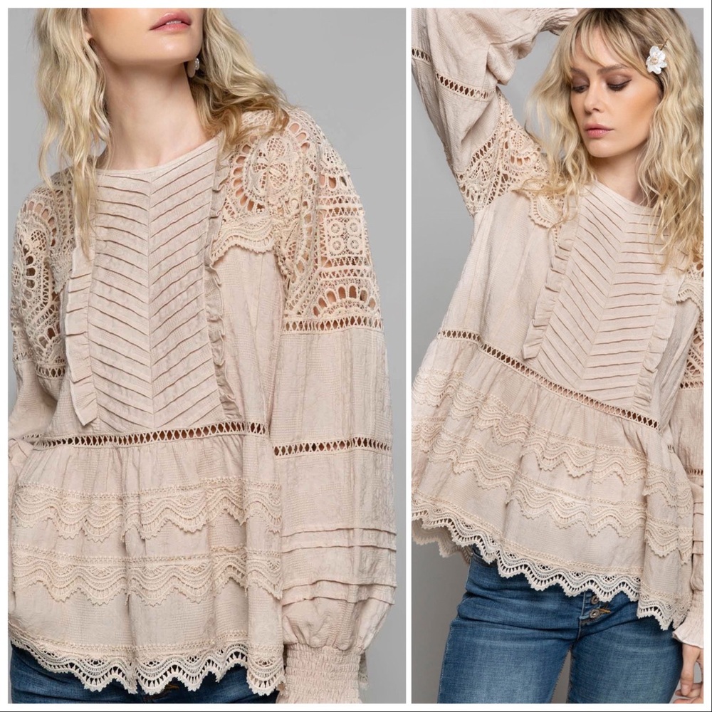 POL Feeling Romantic Woven Peplum Top - Picture 6 of 14